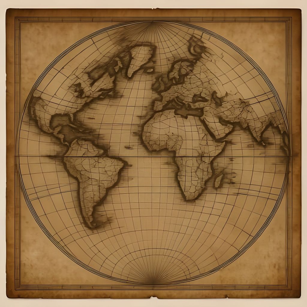 Antique Global Map on Distressed Parchment