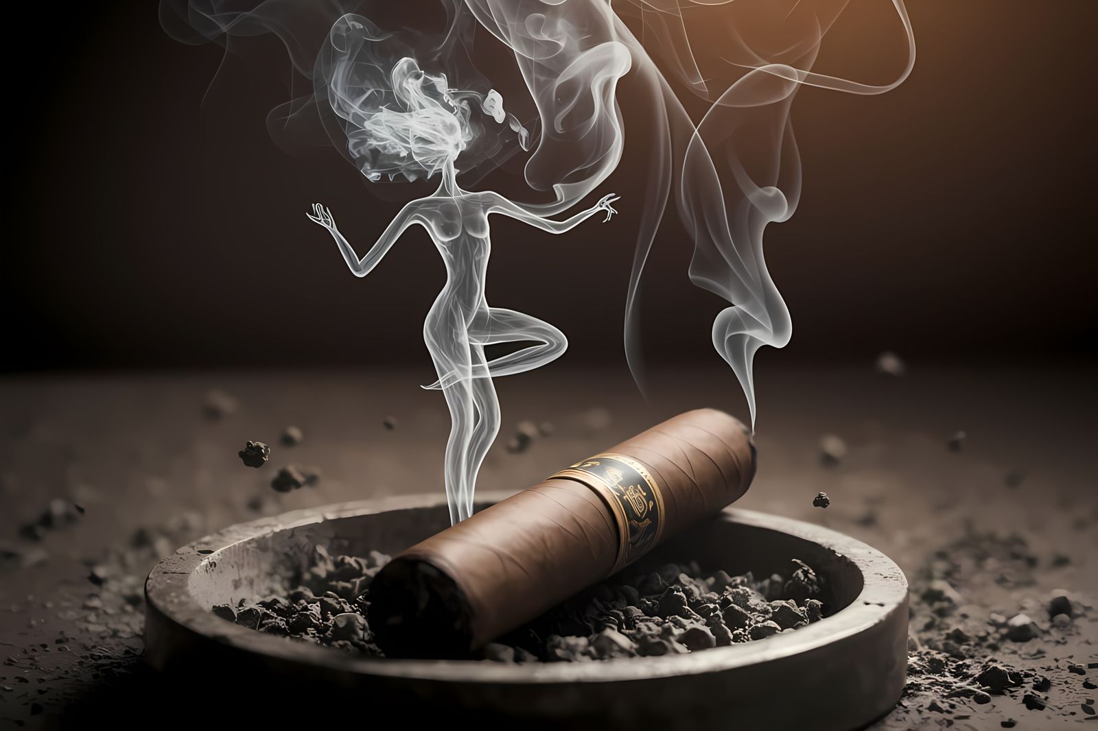 Surreal Smoke Dancing on Grungy Background