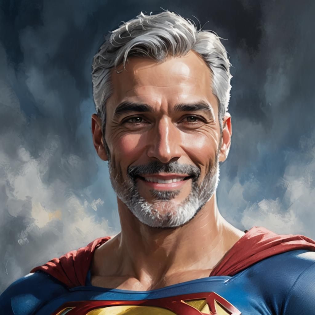 Smiling Superman Portrait in Colorful Digital Art Style