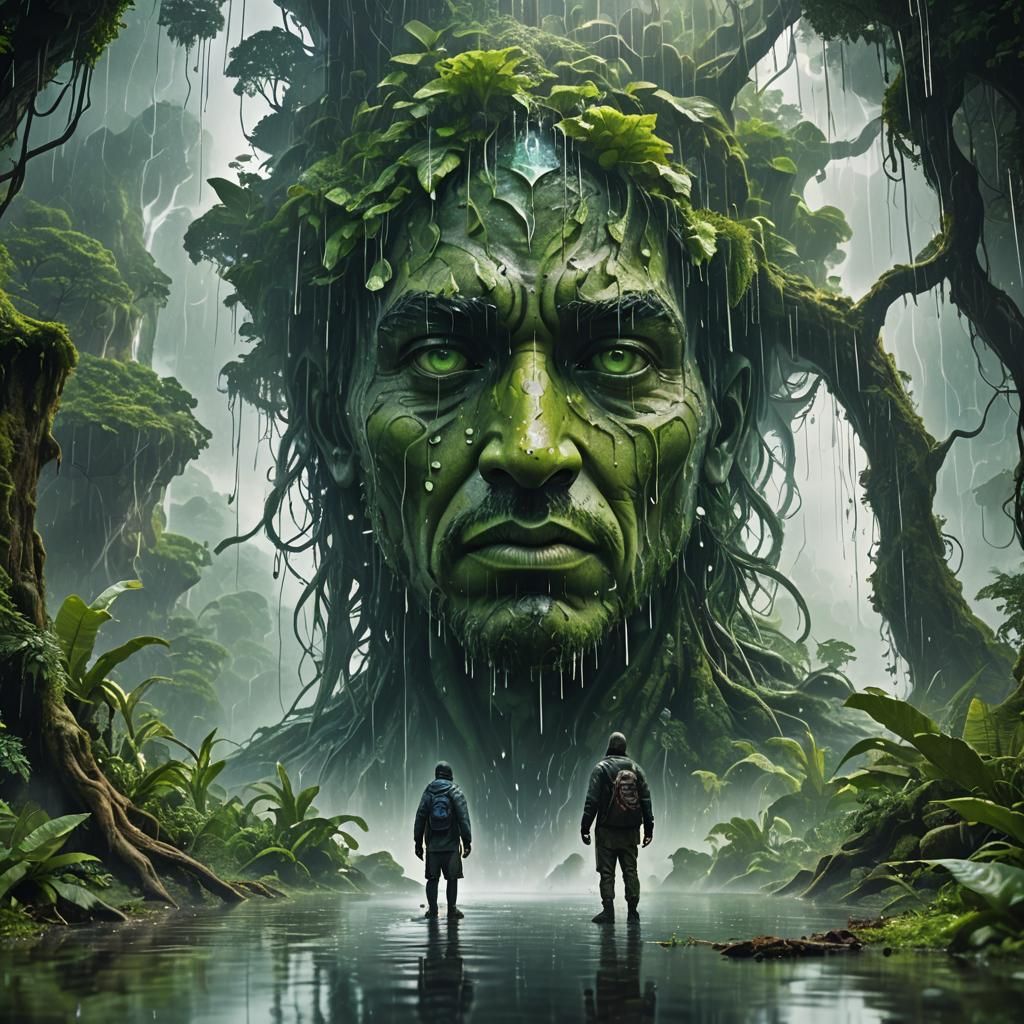 Colossal Figure in Alien Landscape, Digital Matte Painting