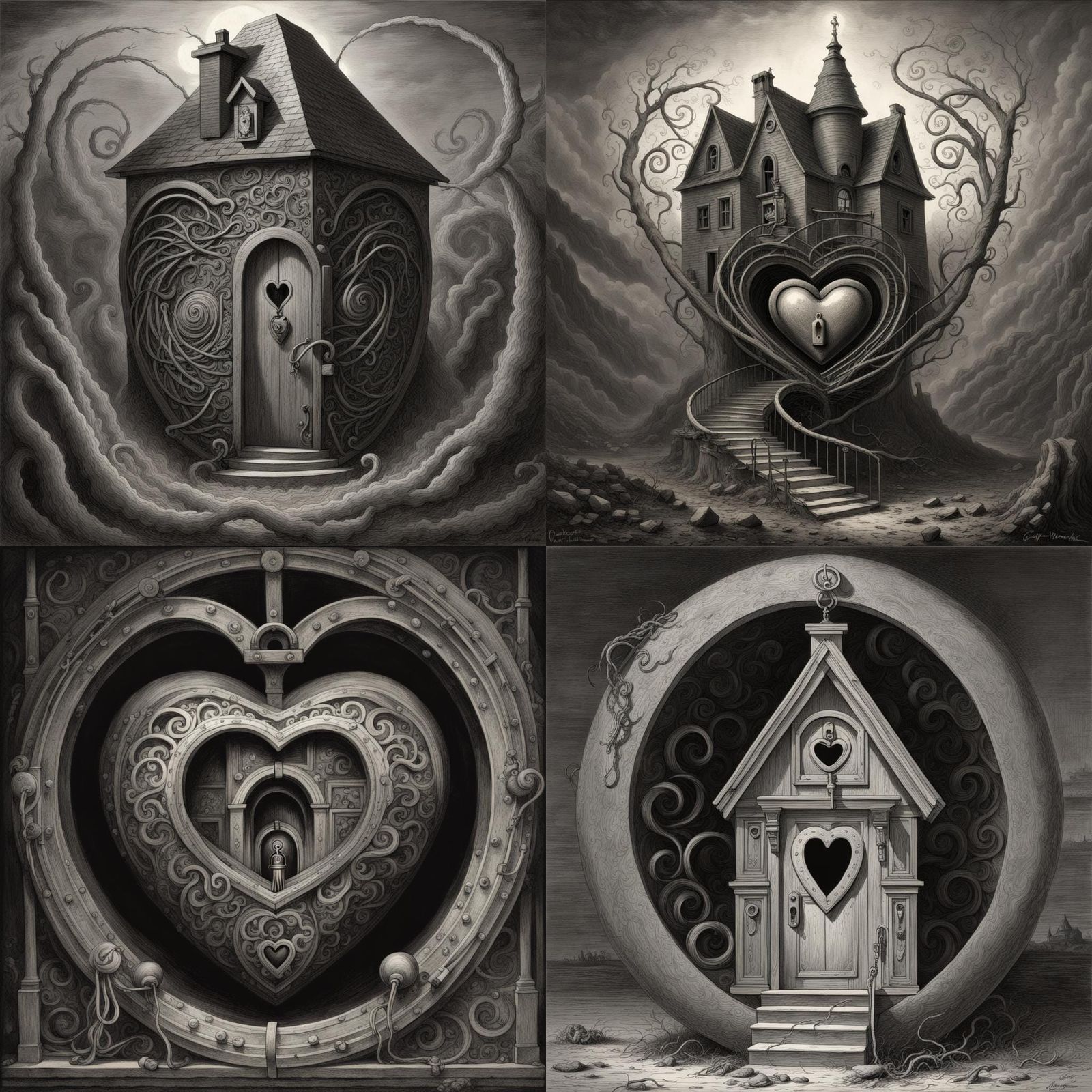 Heart-Shaped Lock with Infinite Spiral Home
