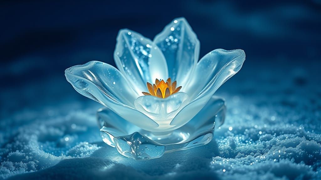 Exquisite Ice Flower in Frozen Crystal Garden