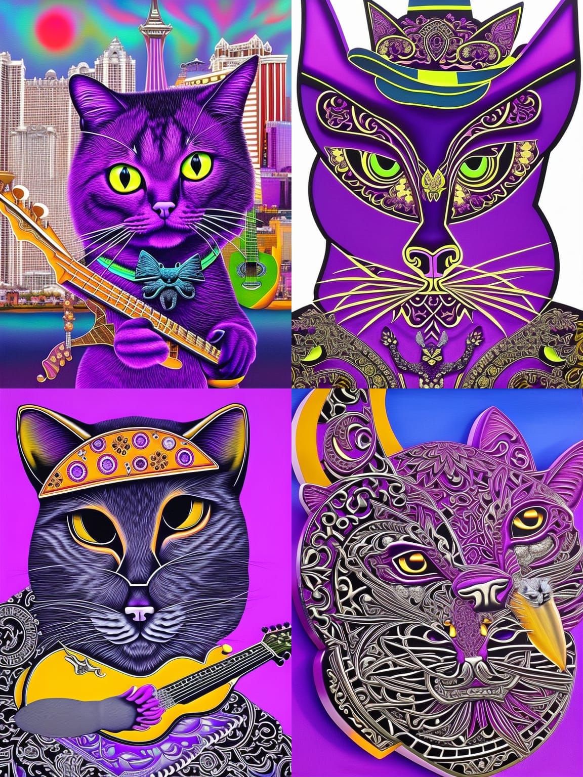 Purple Cat Guitarist in Vintage Las Vegas