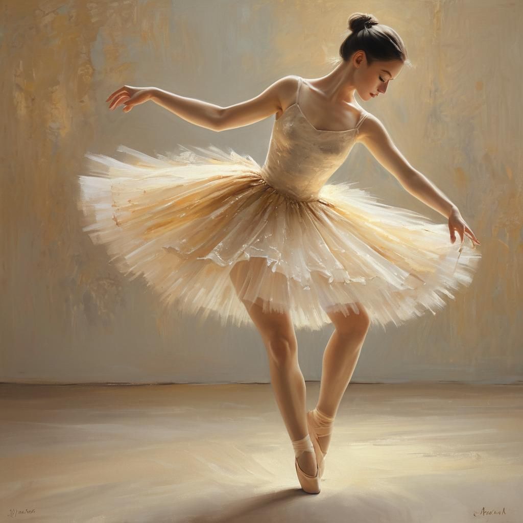 Ballerina Dancing Solo: An Impressionist Painting