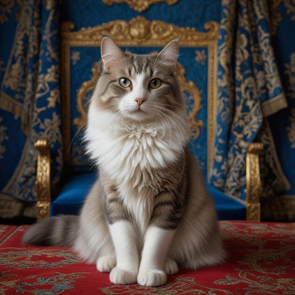 Whimsical Cat in Luxurious Setting