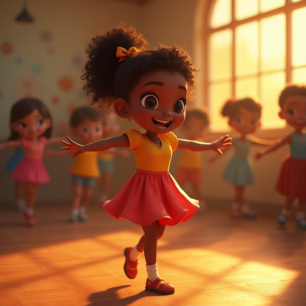 A Joyful Black Teen Dances in Festive Atmosphere