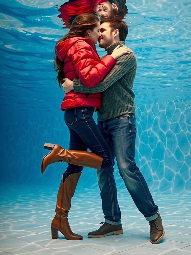 Underwater Kiss in Crystal Clear Pool