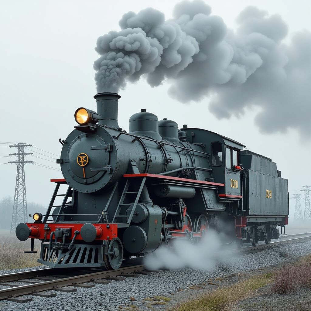 Brutalist Cement Steamtrain Sculpture