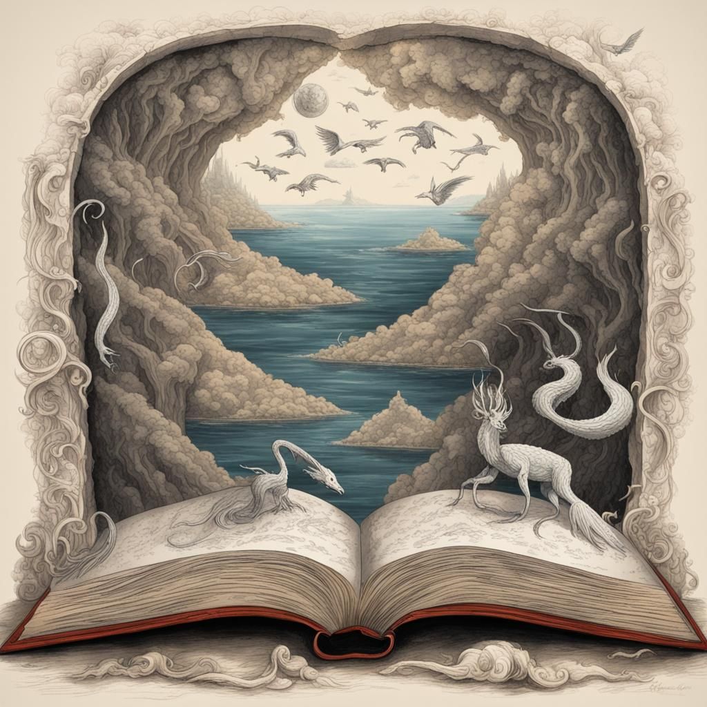 Open Book Reveals Fantasy Worlds
