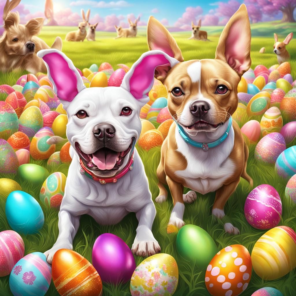 Easter Dogs in Candyland Art Style