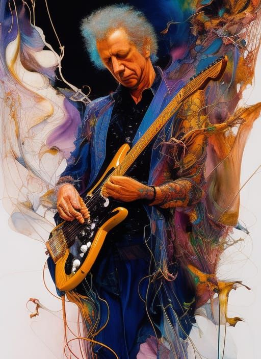 Robin Trower Portrait in Hyperdetailed Fantasy Art
