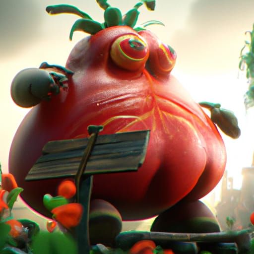 Fantastical Fat Tomato Concept Art in Deep Color