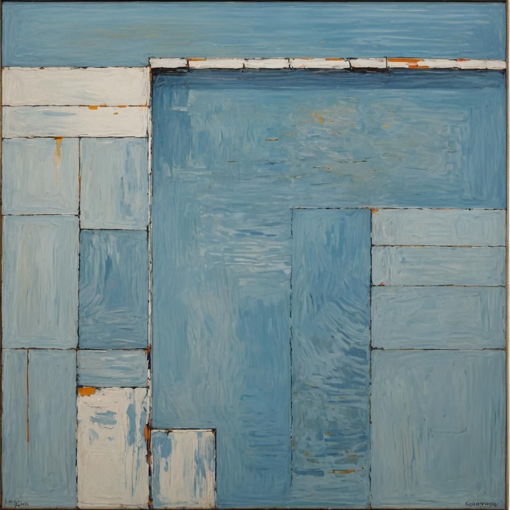 Abstract Blue Pool in Mondrian Style