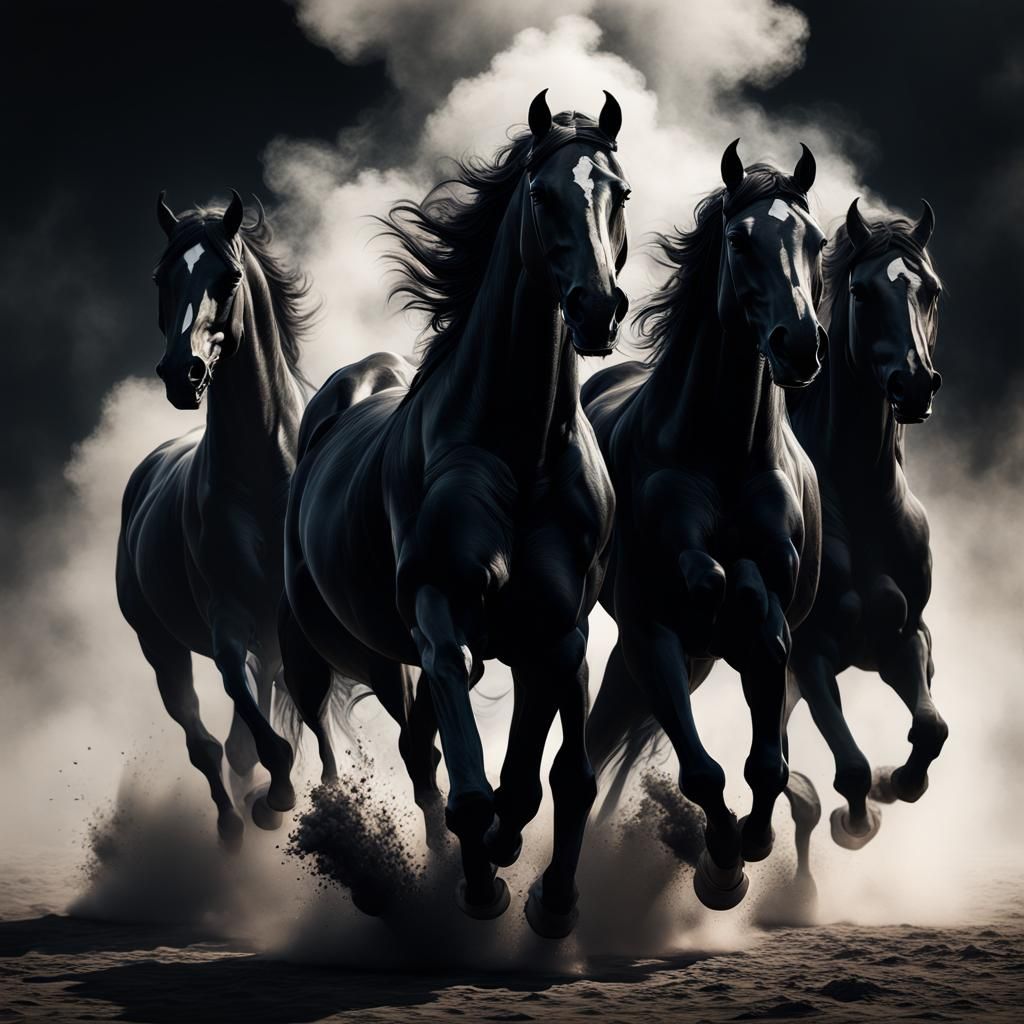 4 black horses