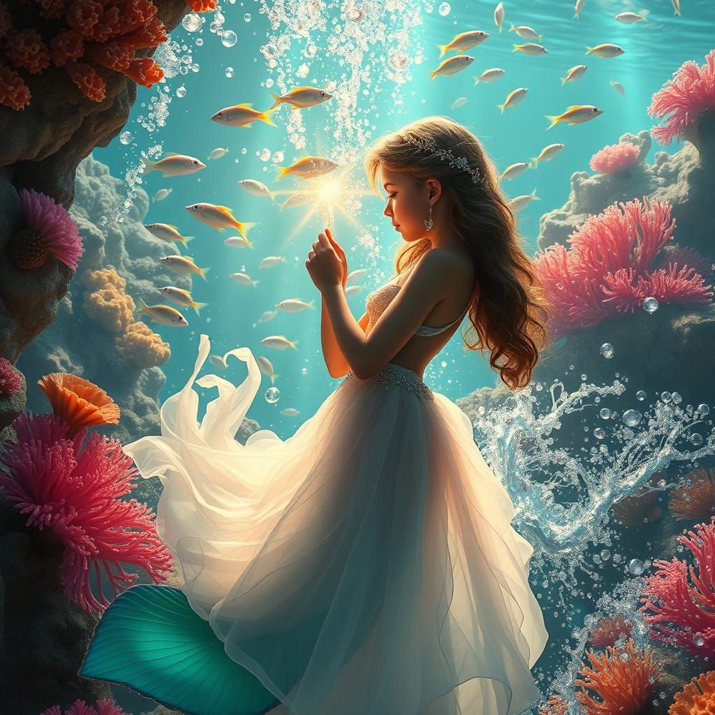 Dreamlike Mermaid Celebration in an Underwater Palace