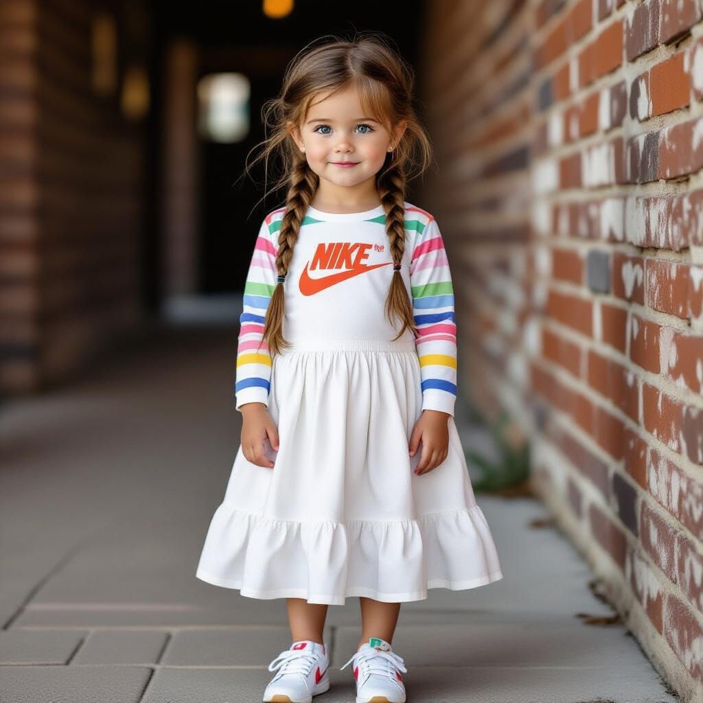 Little Girl with Braid, Freckles, and Blue Eyes
