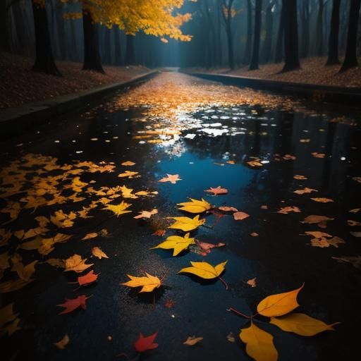 Falling Autumn Leaves Generated by AI
