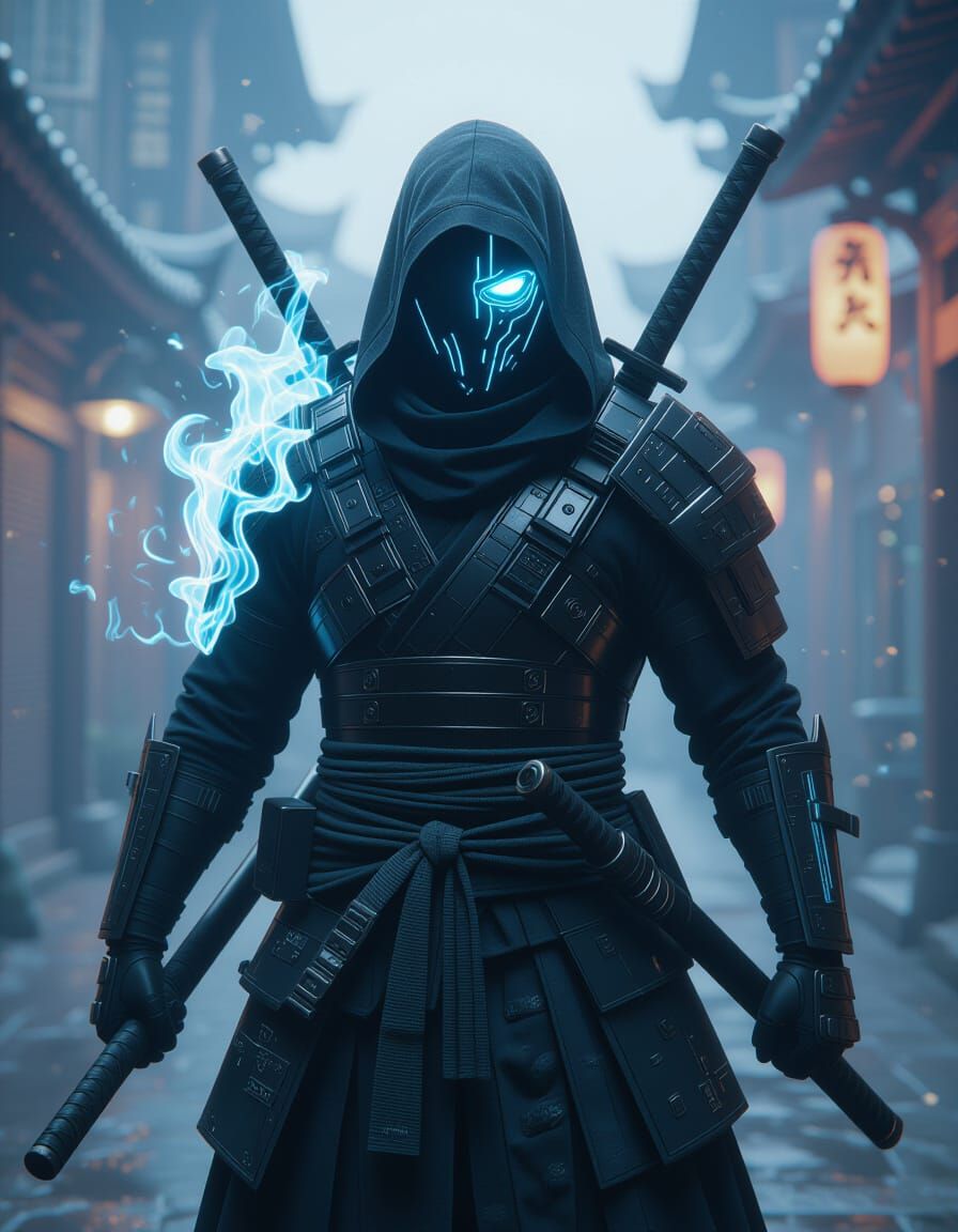 Cyber-Ghost Ninja Monk in Unreal Engine Style