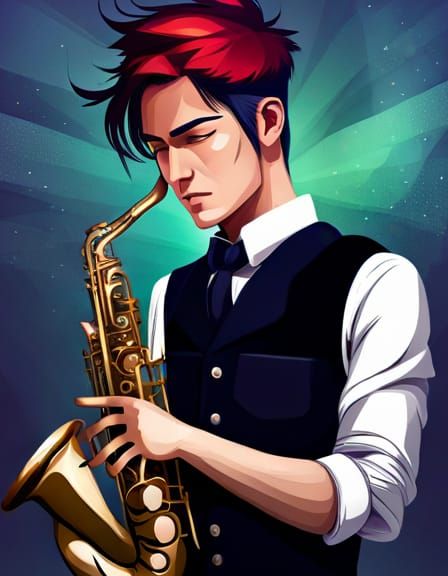 saxophone player fantasycore style
