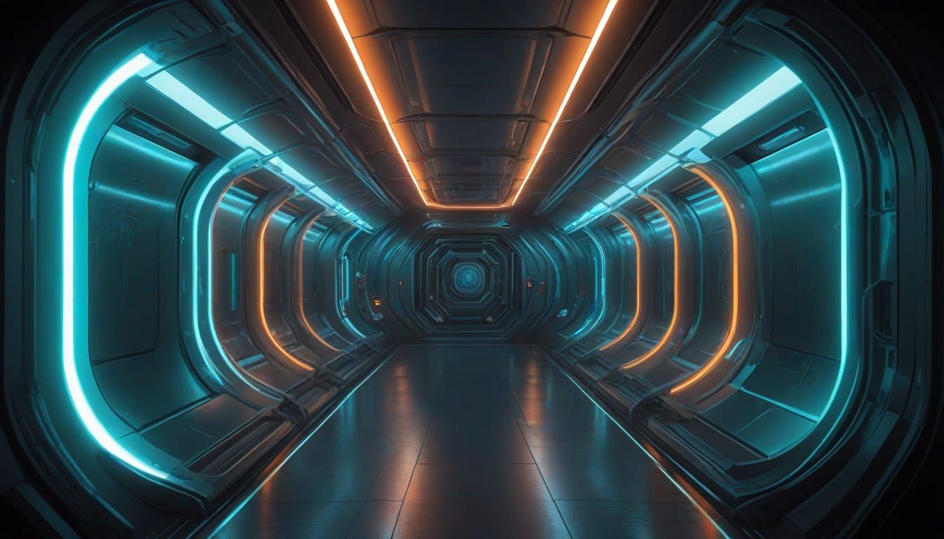 Sleek Futuristic Spacecraft Corridor in Modern Minimalist De...