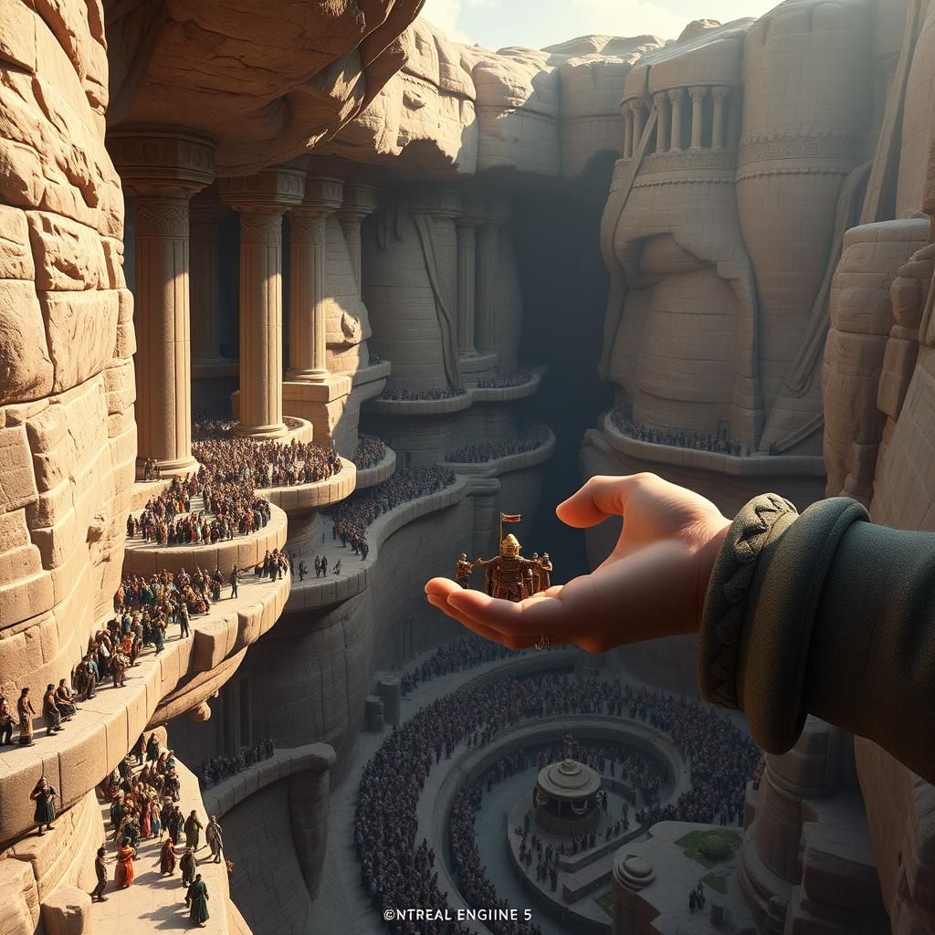 Claymation Canyon Village with Giants and Crowds