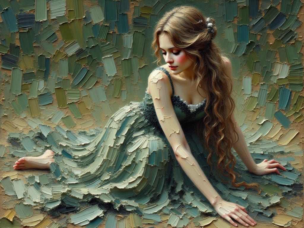 Norse Goddess in Impasto Oil Painting Style