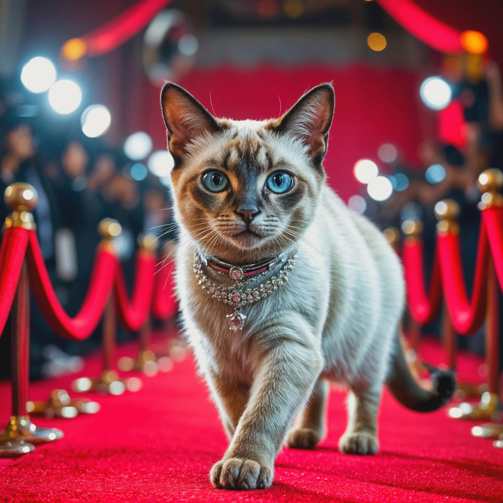 Glamorous Siamese Cat Walks Red Carpet in Exquisite Diamond ...