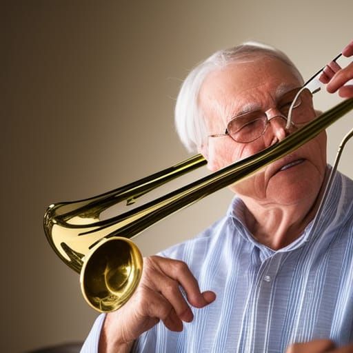 Grandpa playing the trombone