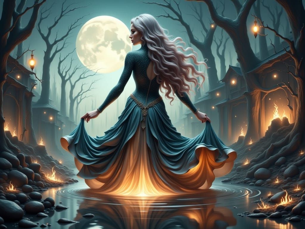 Surreal Magical Scene with Ethereal Water Flux