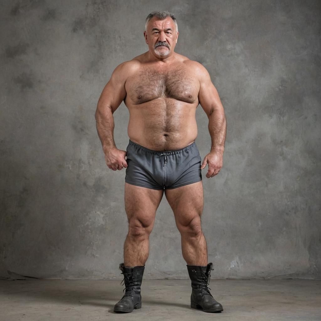 Beefy Bosnian Wrestler Posing Defiant Photography