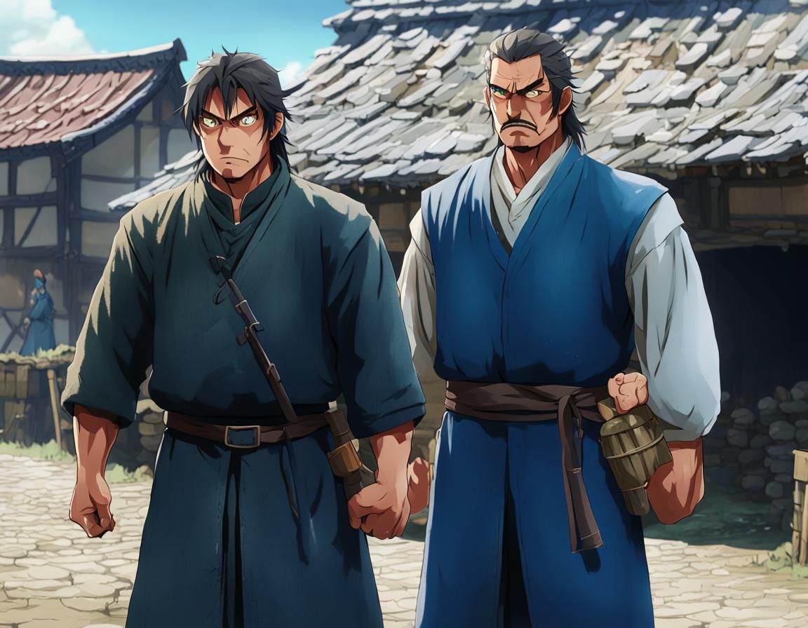 Angry Medieval Farmers in Fantasy Town Digital Art