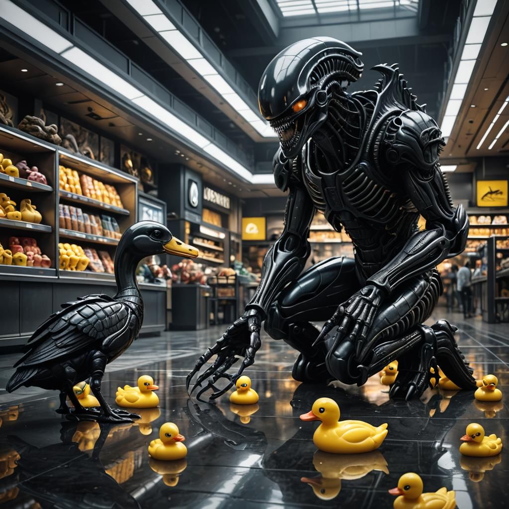 Xenomorph Draws Duck: Giger-Inspired Art