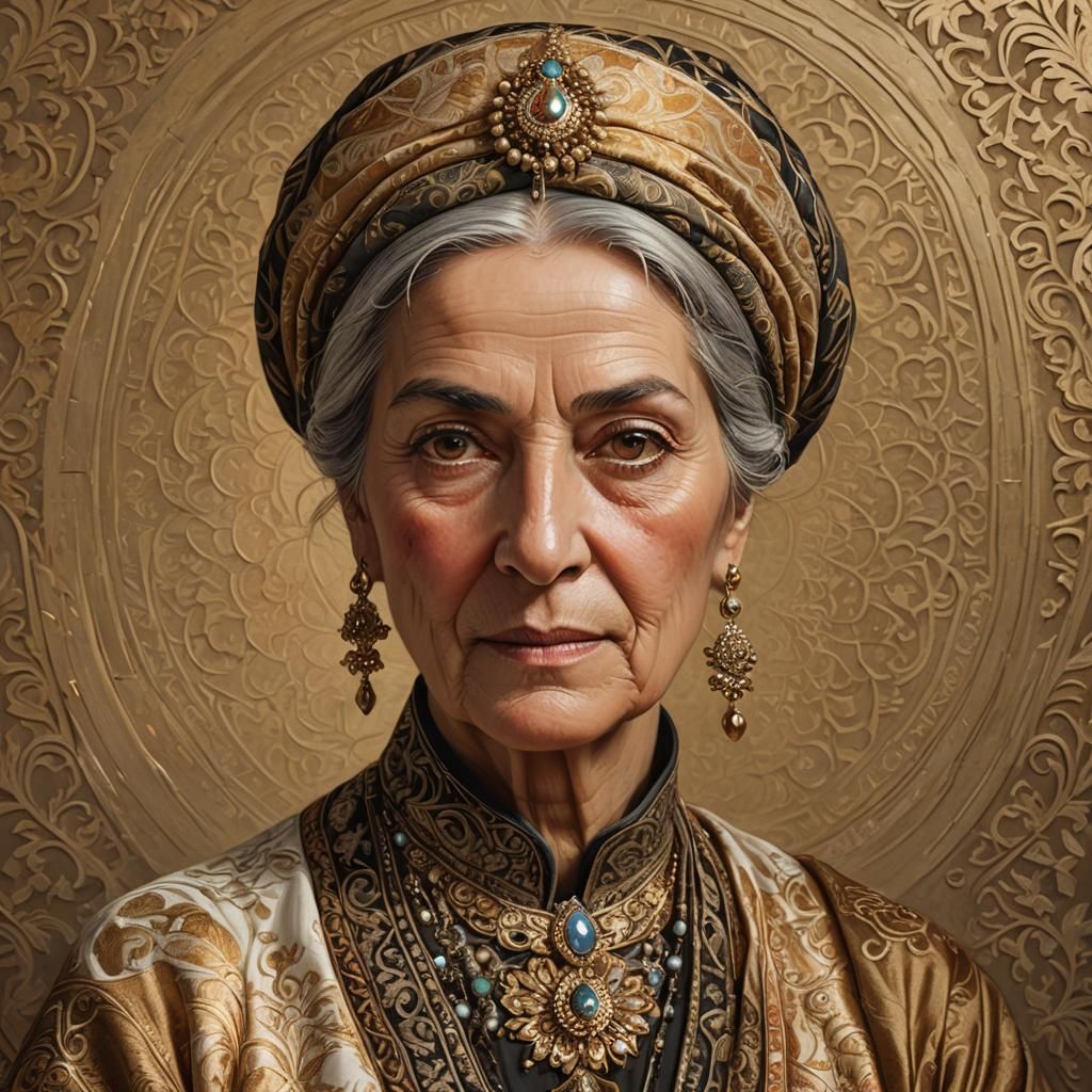 Orientalist Portrait of a Swiss Woman in Turkish Dress