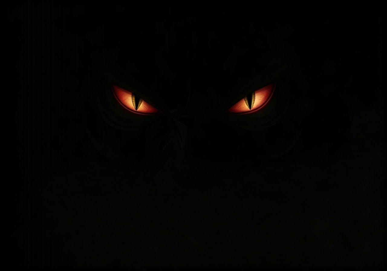 Demon Eyes Looming in the Darkness