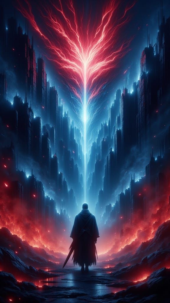 Samurai in Vortex of Demons, Expressionist Style