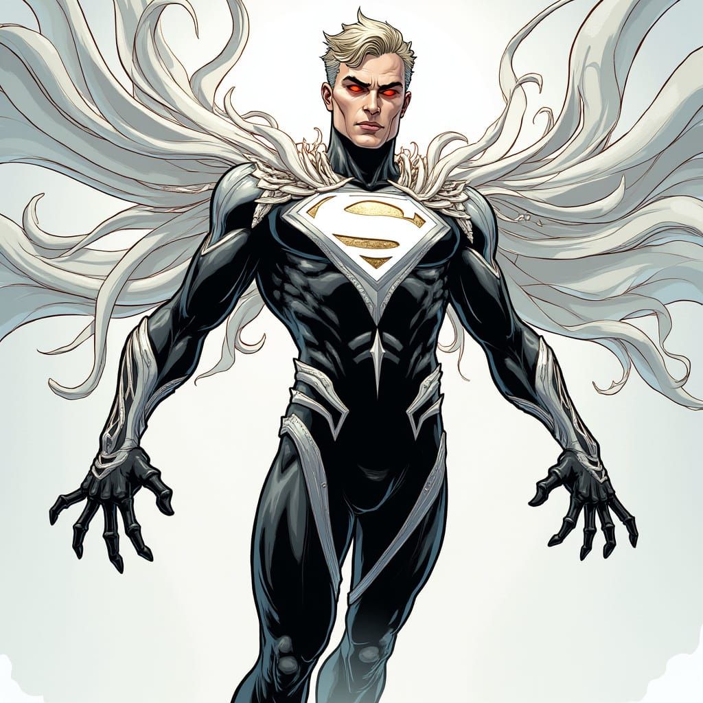 Kryptonian Hero in Symbiotic Suit, Comic Book Art