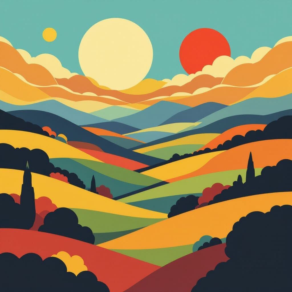 Geometric Landscape in Triadic Colors