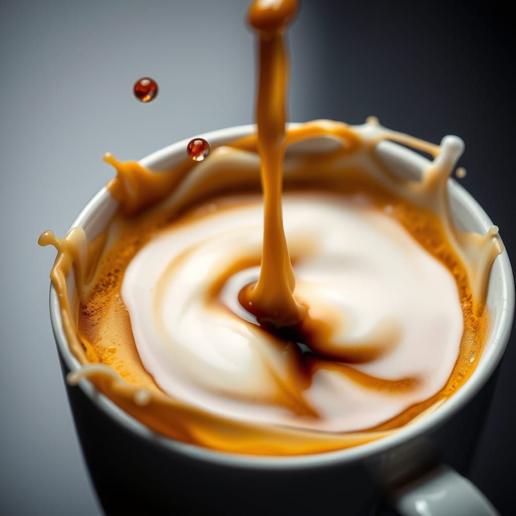 Elegant Coffee and Cream Splash in a Cup