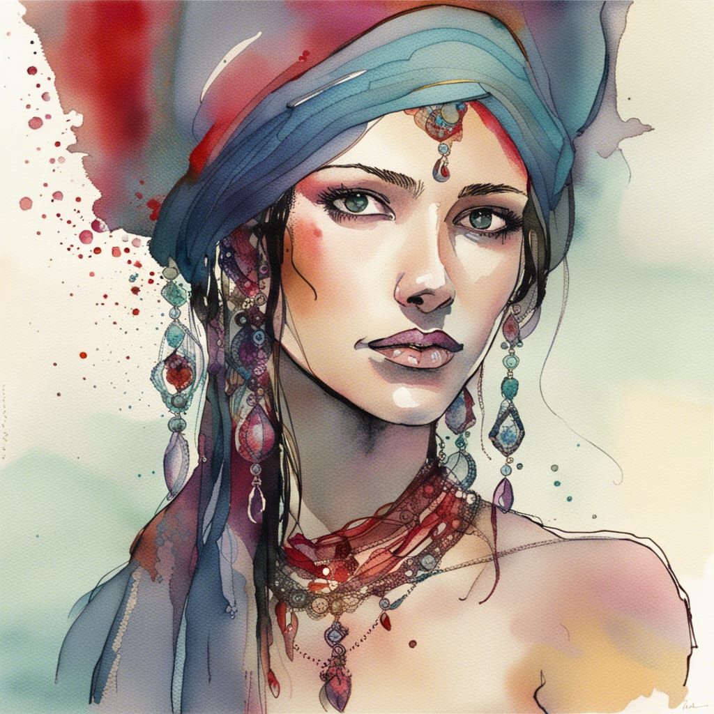 Turkish Woman with Spinel Stone, David Mack Style