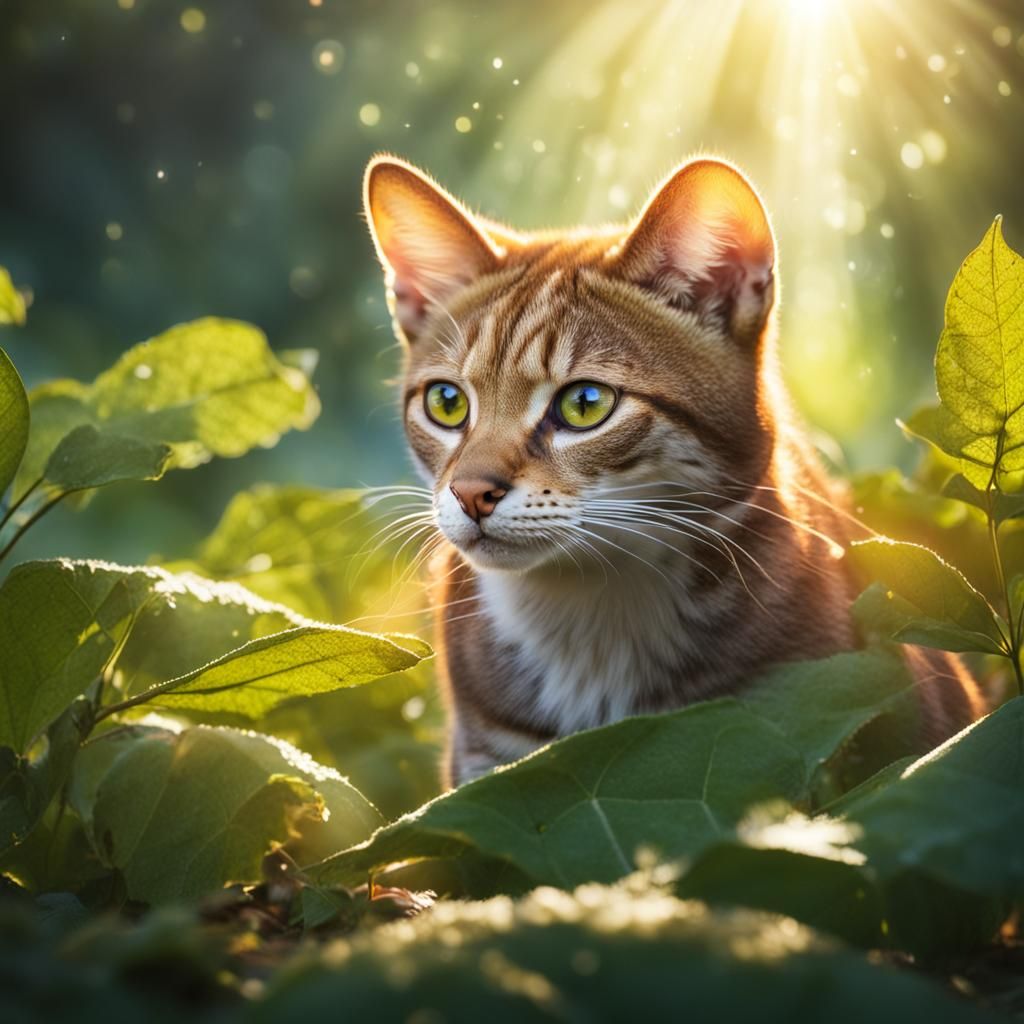 Tiny Rusty Spotted Cat Hidden with Wolf