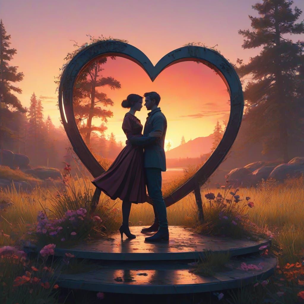 Whimsical Valentine's Day Heart Shaped Card in 3D Cyberpunk ...