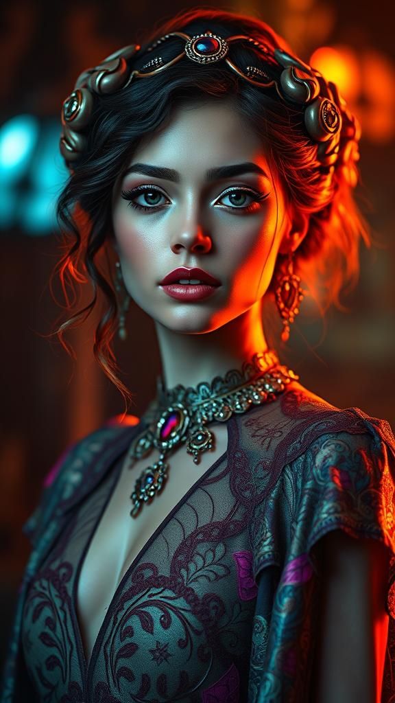 Art Nouveau Portrait with Dynamic Lighting