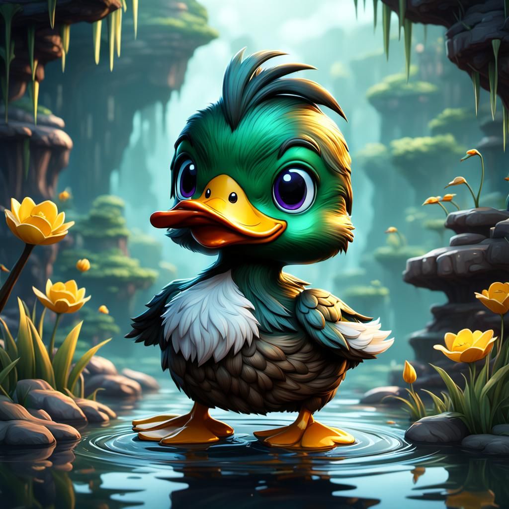 Chibi Duck Detailed Matte Painting