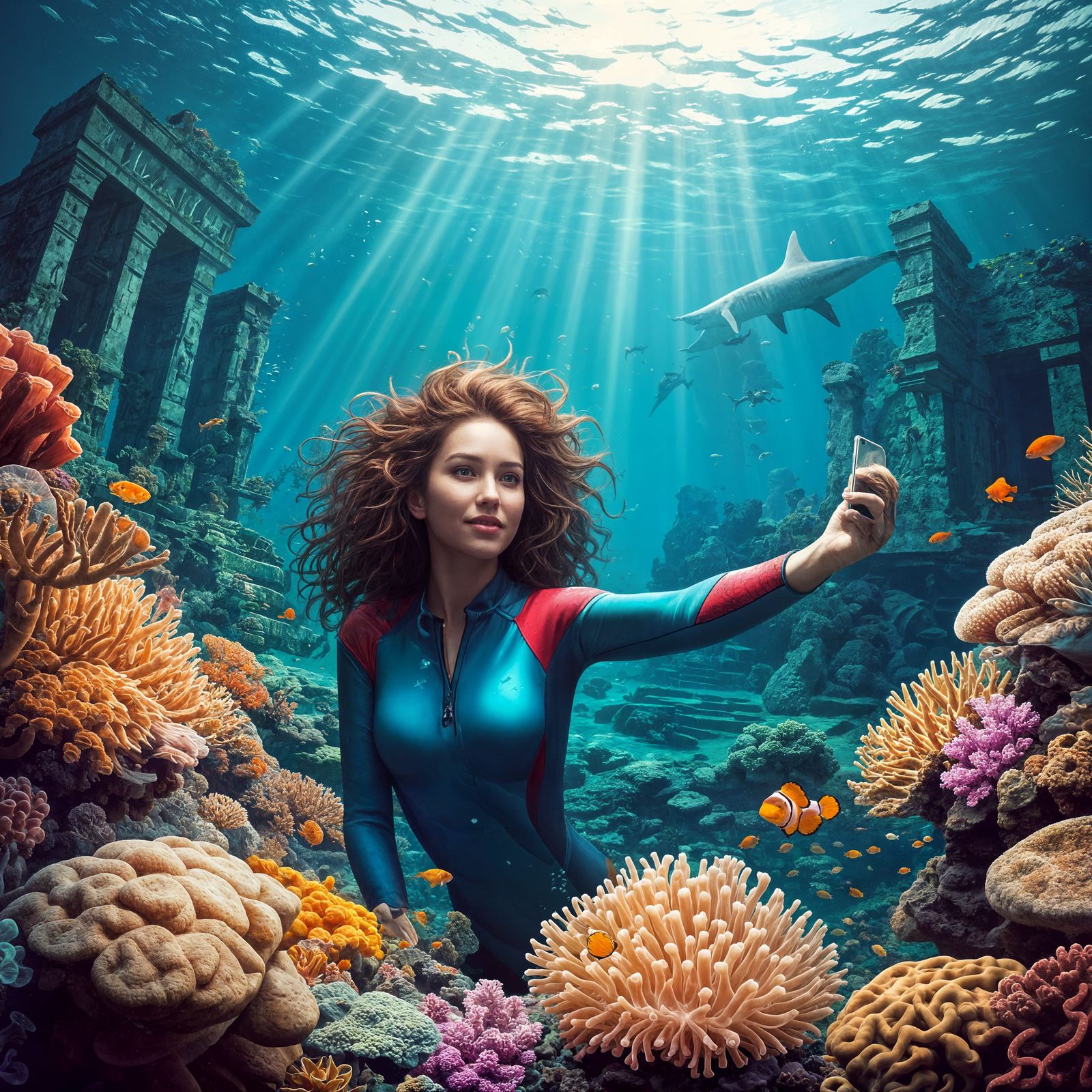 Diving Beauty Amidst Ancient Wonders