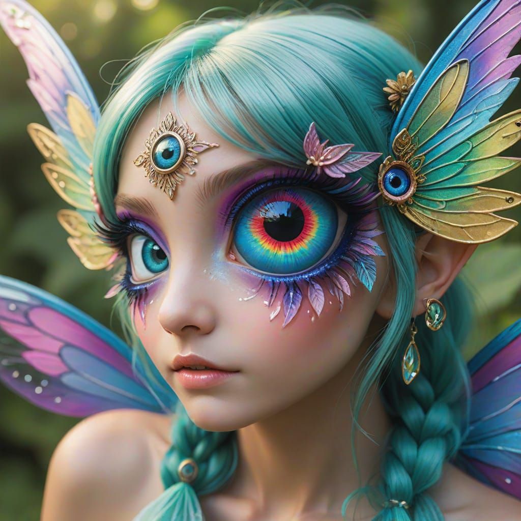 Eyeball Fairy with Vibrant Wings