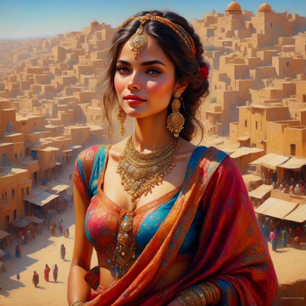 Stunning Indian Woman in Jaisalmer, Traditional Clothing