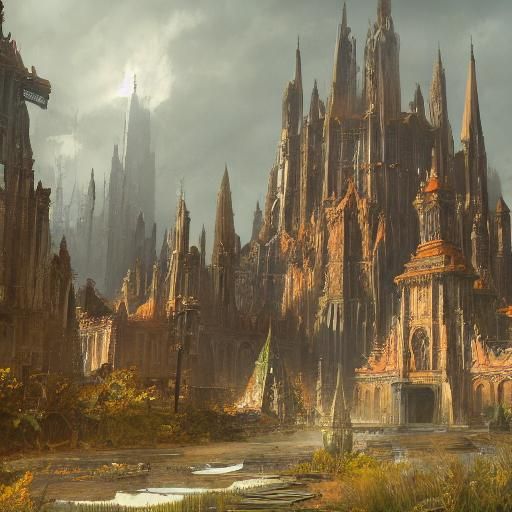 Mystical Cityscape with Crystal Spires