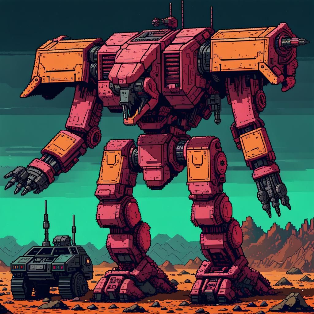 BattleTech Mad Dog Mech as 8-bit Pixel Art