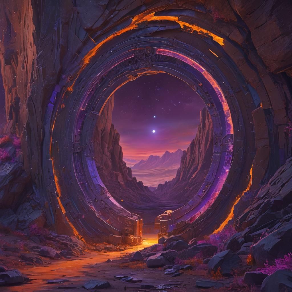 Ethereal Portal in Surreal Alien Landscape
