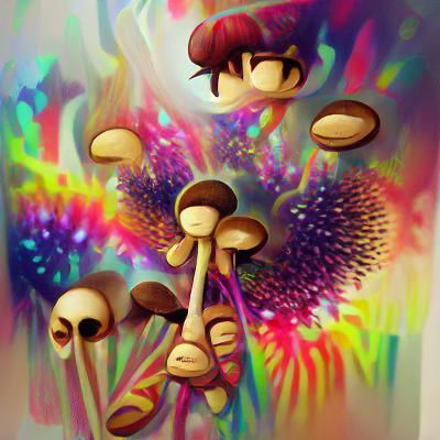 Enchanting Magic Mushrooms in a Whimsical Scene